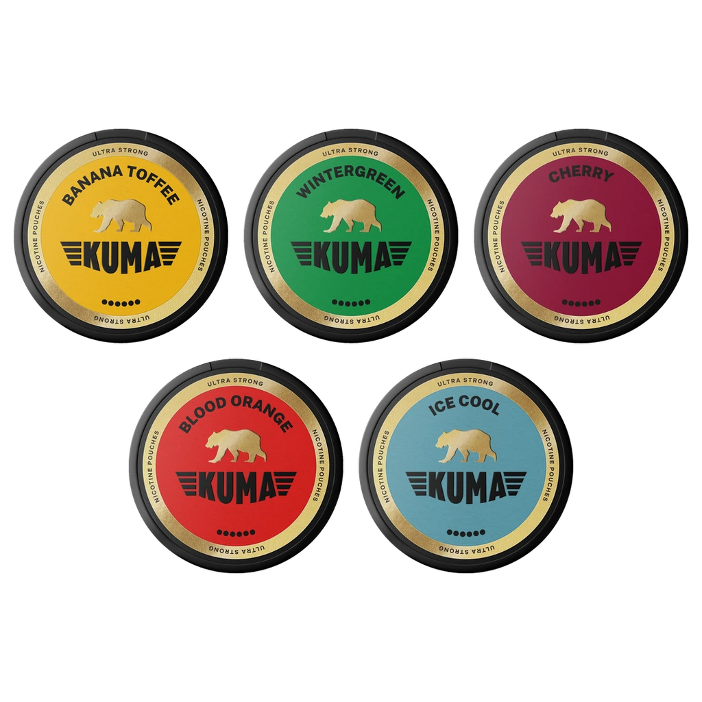 KUMA Gold Bundle: Banana Toffee, Wintergreen, Cherry, Blood Orange, Ice Cool (Ultra Strong)